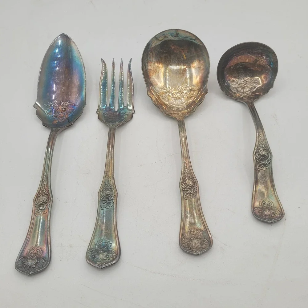 ANTIQUE Oxford Silver Company‎ Garland Pattern Serving Set Circa 1910